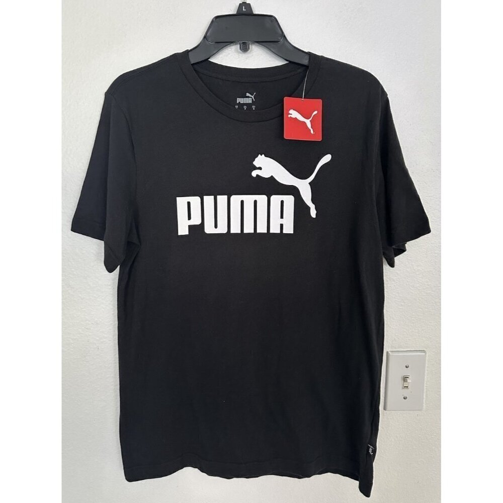 Puma Essentials Logo Crew Neck Short Sleeve T-Shirt Mens Black Size S 586449 New - Picture 2 of 14